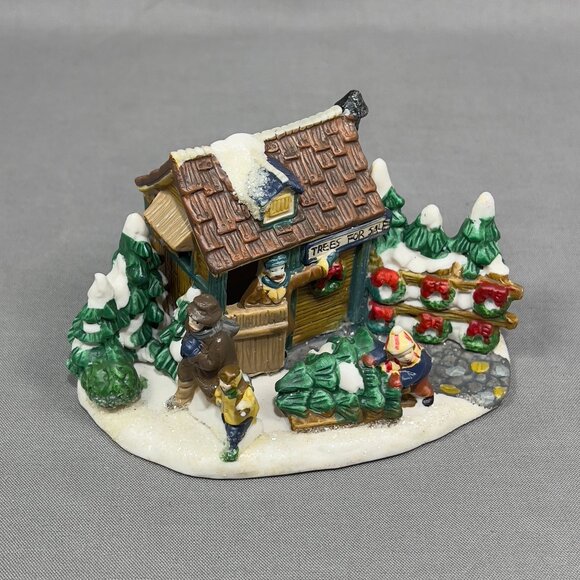 Cobblestone Corners Ceramic Christmas Trees 4 Sale Figurine Village Holiday Y2K - Picture 6 of 10